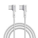 Portronics Konnect L 60W PD Type C to Type C Mobile Charging Cable, 1.2M, Fast Data Sync, Tangle Resistant, TPE+Nylon Braided(White)
