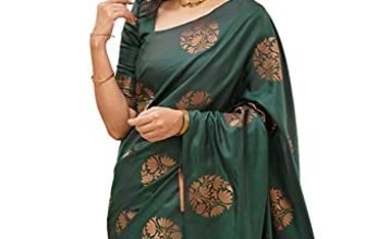Sidhidata Textile Womens Banarasi Silk Saree With Blouse Perfect For Every Occasion (Fizzaa_Free Size) (Bottle Green)
