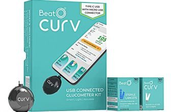 BeatO CURV Smartphone Connected Glucometer Machine | FREE 50 Strips & 50 Lancets (Type-C USB Connector)