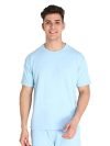 CHKOKKO Men’s Terry Cotton Loose Fit Half Sleeves T-Shirt Sky Blue Size Large