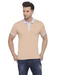 Style Quotient Men Beige Solid Polo Collar T-Shirt (AW20TSVSQMAC_Beige-S)