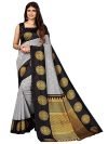 SIRIL Women’s Printed Poly Silk Saree with Blouse(2589S1026_Grey)