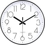 Rylan Wall Clock 12″ Silent Quartz Decorative Latest Wall Clock Non-Ticking Classic Clock Battery Operated Round Easy to Read for Room/Home/Kitchen/Bedroom/Office/School/- (White Black)