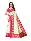 PISARA Women’s Art Silk Banarasi Saree with Blouse (JL_Peacock-4-Pink-AB, Pink)