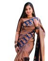 Avantika Fashion Women’s Banarasi Silk Saree With Blouse Piece (Blue Copper)