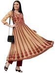 ANNI DESIGNER Women’s Georgette Chikankari Embroidered Anarkali Kurti (Kari Beige_M_Beige_Medium)
