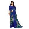 Anand Sarees Women’s Bhagalpuri Blue Printed Georgette Saree with Blouse Piece (1630_1)