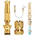 FSFTTRAD Real Brass Water Spray Gun Nozzle – High Pressure Water Gun Nozzle for Pouring Flowers & Car Washing – Brass Water Spray Nozzle, Suitable for 1/2 Inch Hose Pipe