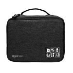Amazon Basics Travel Organiser for Electronic Accessories, Flexible Padded Dividers, Waterproof, Foam Padding, For Cables, Chargers, Hard Disk, Power Bank (Black)
