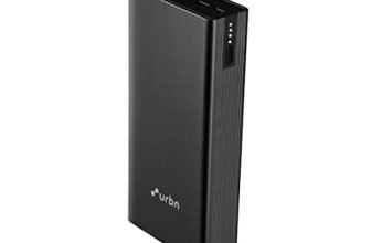 Urbn 20000 Mah 12W Fast Charging Metal Power Bank | Dual Usb Output | Micro & Type C Input | Safe Charging | Type C Cable Included -Black