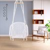 Curio Centre Make in India Premium D Shape Cotton Swing for Home & Hammock Chair with Hanging Accessories/Swing Chair Balcony/Swing Chair for Indoor for Outdoor (White)