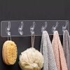 KBS Wall Hanger Hooks for Hanging Clothes Strong Self Adhesive Magic Sticker Home Kitchen Office Bathroom Bedroom Door Organizers Accessories Items (TRANSPARENT-6-HOOK-HANGER)