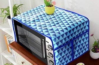 Prettykrafts Microwave Oven Top Cover, Microwave Cover With Pockets Free Size, With 4 Utility Pockets, Trio Blue