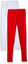 Lyra Girls’ Slim Fit Leggings (Pack of 2) KL_2PC_White & Red_7-8 Years