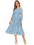 KERI PERRY Women’s Sky Blue Georgette Floral Print Flared Western Dress