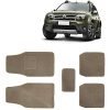 Kingsway Carpet Style Universal Car Mats for Renault Duster, 2012-2014 Model, Beige Color Anti Slip Car Floor Foot Mats, Complete Set of 5 Piece, Premium Series