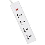 FatCherry Powerstrip (4 Socket + 1 Switch + 3 Meter Wire-White)