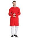 Leriya Fashion Men’s Slub Cotton pathan Suit Kurta (Red, X-Large)