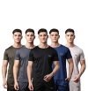 VIMAL JONNEY Men Regular Fit Cotton Blended Round Neck Tshirts(Multicolor_Large_Pack of 5)-Dryfit_T_BLK_BLU_Gry_L.Gry_OLV_05-L