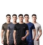 VIMAL JONNEY Men Regular Fit Cotton Blended Round Neck Tshirts(Multicolor_Large_Pack of 5)-Dryfit_T_BLK_BLU_Gry_L.Gry_OLV_05-L