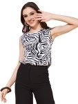 Selvia Women’s Sleeveless Crepe Round Neck Regular Top(403Tk304N-M_White)