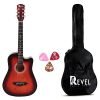 Revel 38 Inches Lindenwood Cutaway Design Acoustic Guitar With Carry Bag And Plectrums. (sunburst)