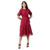 RARE Women’s Georgette Fit and Flare Midi Dress (EP31080_Maroon_L)