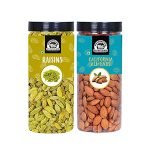 WONDERLAND FOODS Premium Dry Fruits Combo Pack of (500g Almonds + 500g Raisin, 1Kg In Jar)