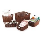 Cello Style Knit Basket Without Lid, Set of 5, Brown,Plastic