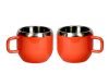 Dynore Stainless Steel Double Wall 2 Red Warm Tea Cups- Set of 2