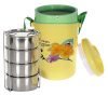 Fun Homes 4 Inner Stainless Steel Tiffin Box for Office, School, College and Travelling (Yellow)-FHUNH15295, Standard
