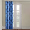 Cortina 1 Piece Floral Design Panel Eyelet Polyester Long Door Curtain – 9-Feet, Blue