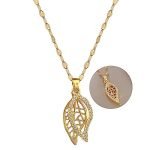 VIVANILLA Fashion Design Pendant Necklace with Exquisite Titanium Steel Chain for Women and Girls Ideal Gift for Loved Ones (Double Leaf)