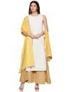 BIBA Women’s White Cotton Straight Kurta Sharara Suit Set