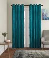 HOMETALES Embossed Room Darkening 9 FT Curtain (Pack of 2), Blue