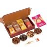 Rakhi Gift Hamper – 7 Items Combo Pack – Chocolate Coated Almonds & Cashews – Four packets of Dry Fruits with Roli, Chawal & Rakhi | Raksha Bandhan Box for Brother – Rakhi with Gift Set