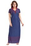 Fabme Women’s Satin Printed Maxi Casual Nighty (NW0257_Red_L)