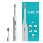 Hammer Ultra Flow Electric Toothbrush and 3 Replaceable Brush Heads for Men and Women, 6 Brushing Modes, Rechargeable Battery, Waterproof, Super-Soft Bristles, Electric Toothbrush (White)