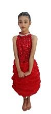 BookMyCostume Red Balloon Frock Western Dance Costume Dress for Girls – Premium 4-5 Years