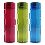 KOLORR Oceana 1 Liter BPA Free Plastic Water Bottle set of 3 for Home, Fridge, Office, Gym, Yoga, School, Travel (Multicolor)