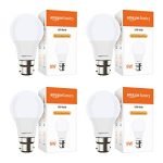 Amazon Basics – 9W LED Bulb, Cool White (Base B22, Pack of 4)