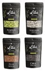 LILA DRY FRUITS Seeds Combo for Eating (250g * 4) – Raw Seeds Mix (Chia, Sunflower, Pumpkin & Flax) – Mixed Seeds | Diet Snacks
