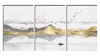 SAF Set of 3 golden mountain abstract MDF Self Adhessive UV Textured Painting 36 Inch X 18 Inch(Each Painting Size 12 Inch X 18 Inch) PHSX30239