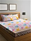 Home Sizzler 144 TC Kid’s Microfibre Kid’s Dolphin Pink Double Bedsheet with 2 King Size Pillow Covers
