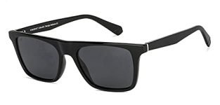 Vincent Chase By Lenskart | Full Rim Wayfarer Branded Latest and Stylish Sunglasses | Polarized and 100% UV Protected | Men & Women | Large | VC S13971 (Color:-Black Frame/Grey Lens)-Pack of 1