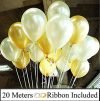 AMFIN Metallic Balloons 10-inch (Golden and White) – Pack of 50