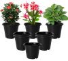 Kuber Industries Durable Plastic Flower Pot|Gamla with Drain Holes for Indoor Home Decor & Outdoor Balcony,Garden,6″x5″,Pack of 8 (Black)