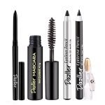 Dazller College Makeup Essentials 4: Kreamy Kajal, 0.35g + Mascara, 4.1g + Eyeliner Pencil, 1.5g + Eyebrow pencil, 1.5g – Lightweight, Matte Black, Smudge-proof, Long Stay, Easy Definition