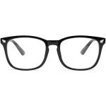 Dervin Blue Light Blocking Glasses Gaming Filter Transparent Square Eyeglasses for Eye Protection Men Women, Computer/Tablet/Laptop/Mobile/TV, Anti-blue & Anti eyestrain (Shiny Black)