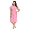 Deeram Women Solid Bath Robe | 100% Cotton Short Robes Soft Bathrobe Lightweight Bordered Kimono | Half Sleeve with Front Pocket | Versatile One Size Bath Gown ideal for Loungewear (Baby Pink)